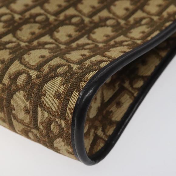 Christian Dior Trotter Canvas Shoulder Bag Beige Gold Auth 116060